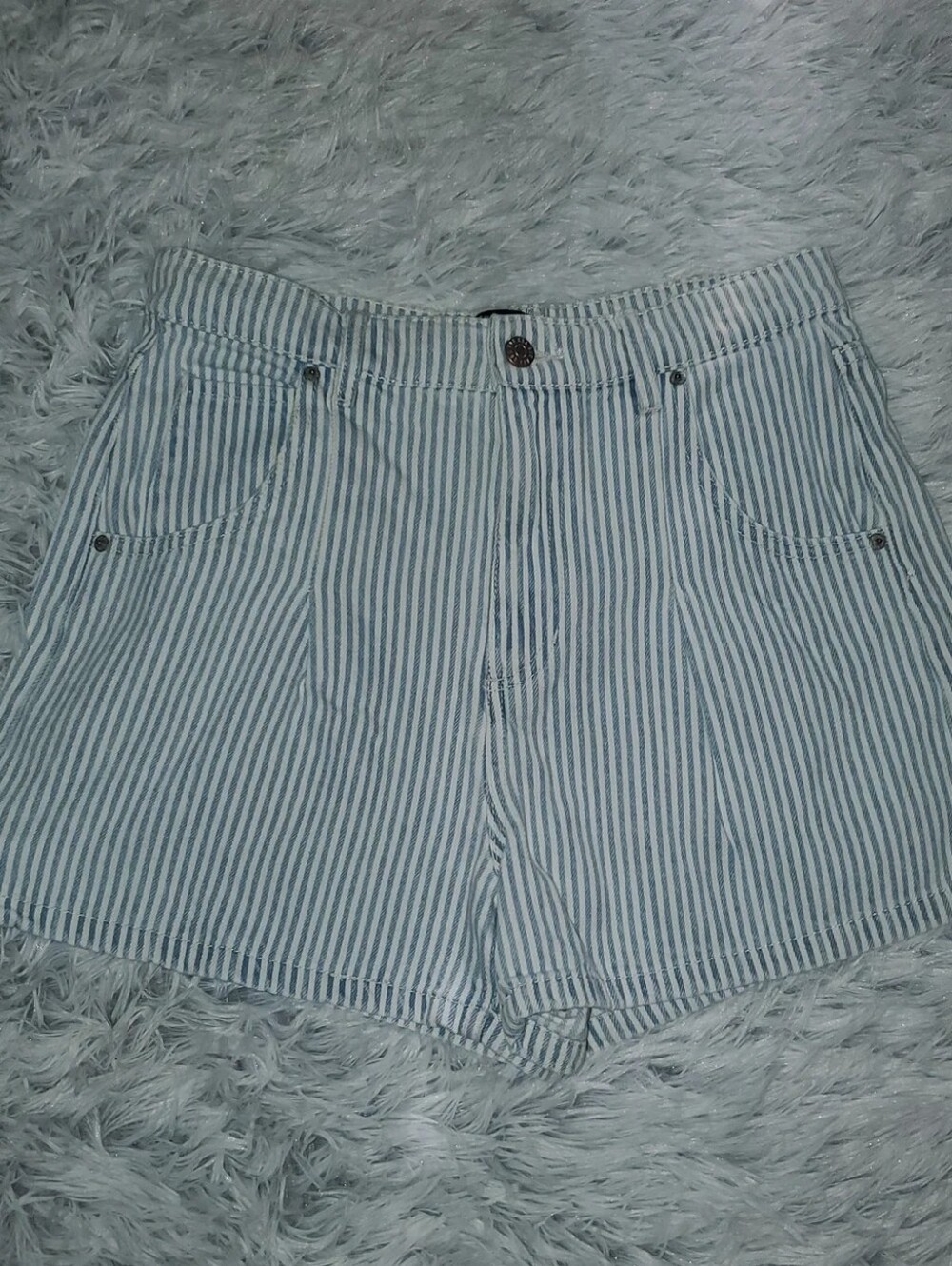 **BDG Urban Outfitters Striped Denim Shorts Women’s 27 Blue White High Rise**